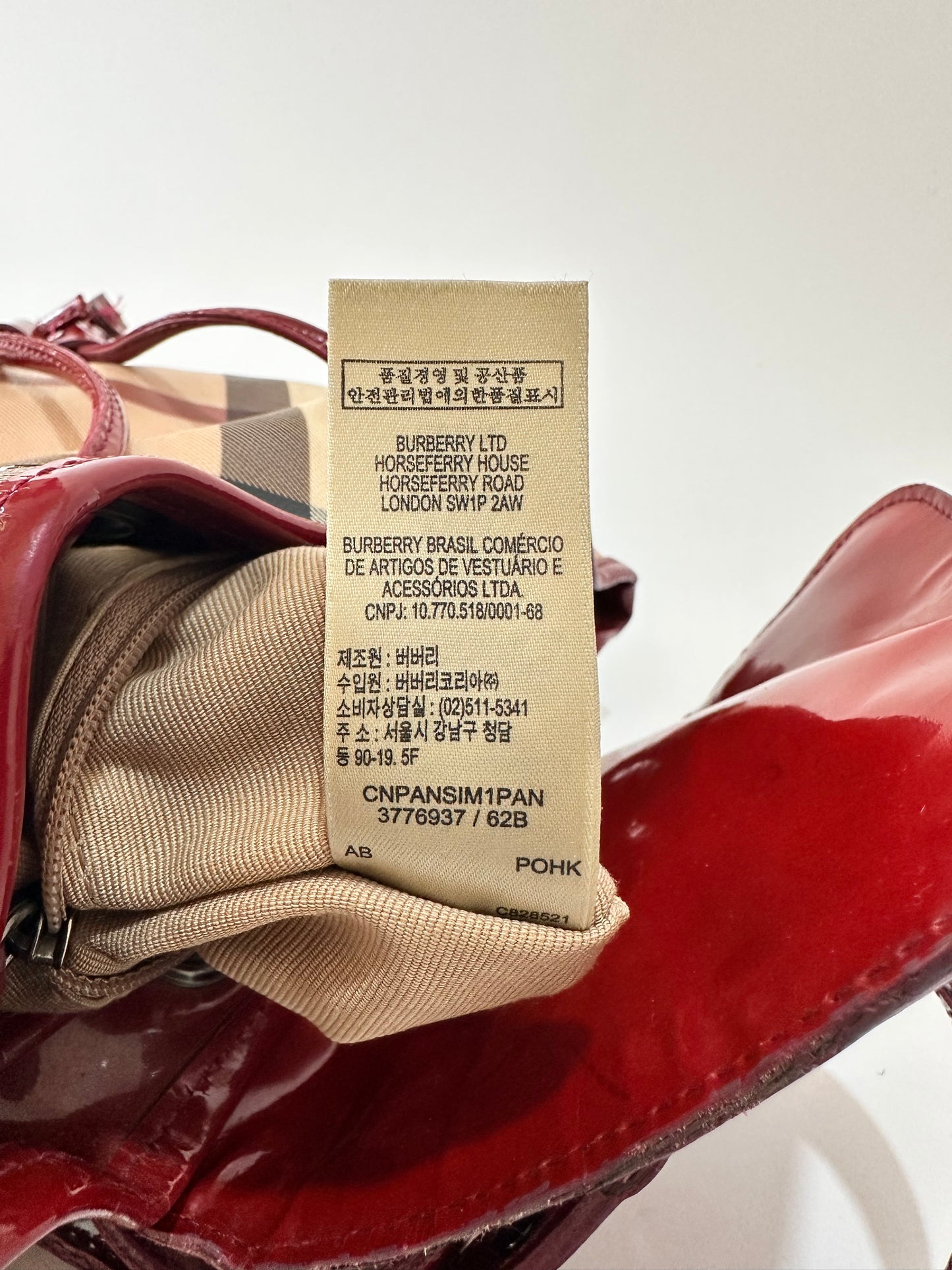 Burberry Beige/Red PVC and Patent Leather Backpack