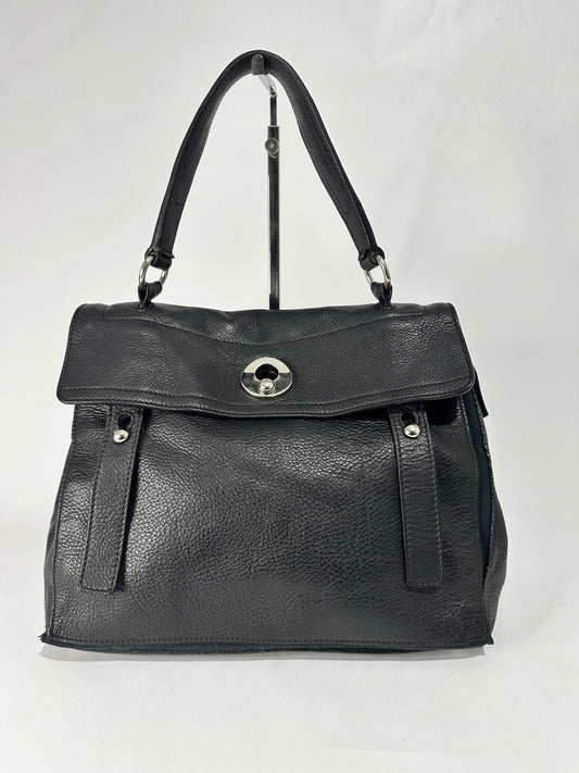 Yves Saint Laurent Black Leather Medium Muse Two Top Handle Bag