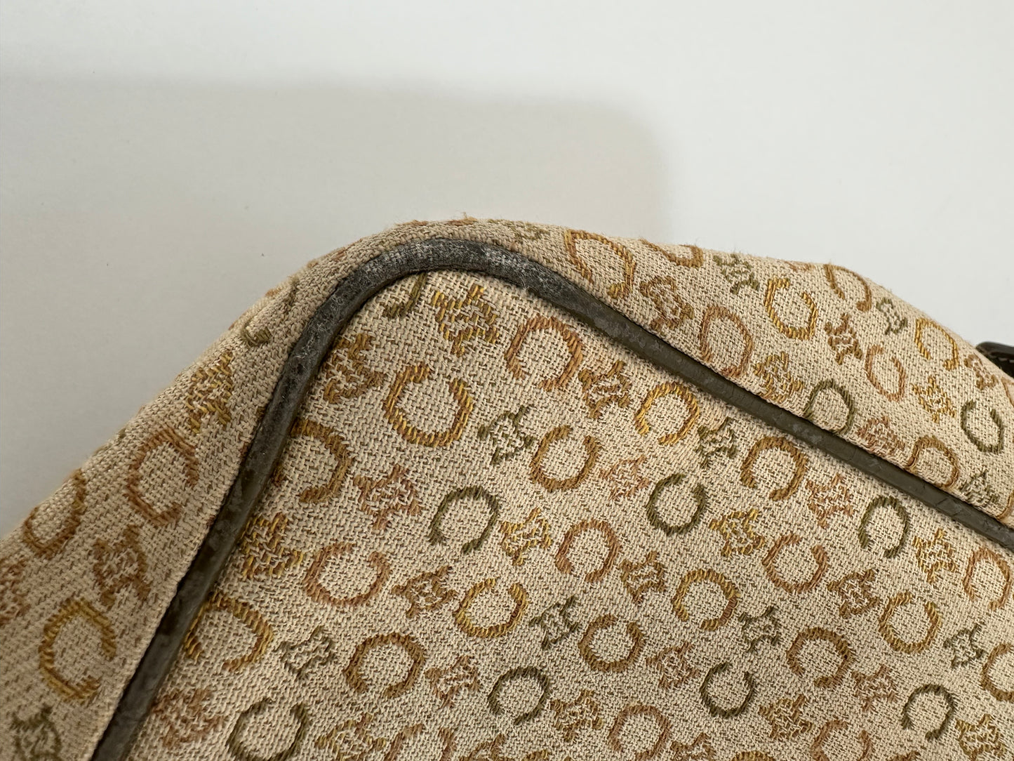 CELINE green Macadam Canvas and Leather Vintage Messenger Bag