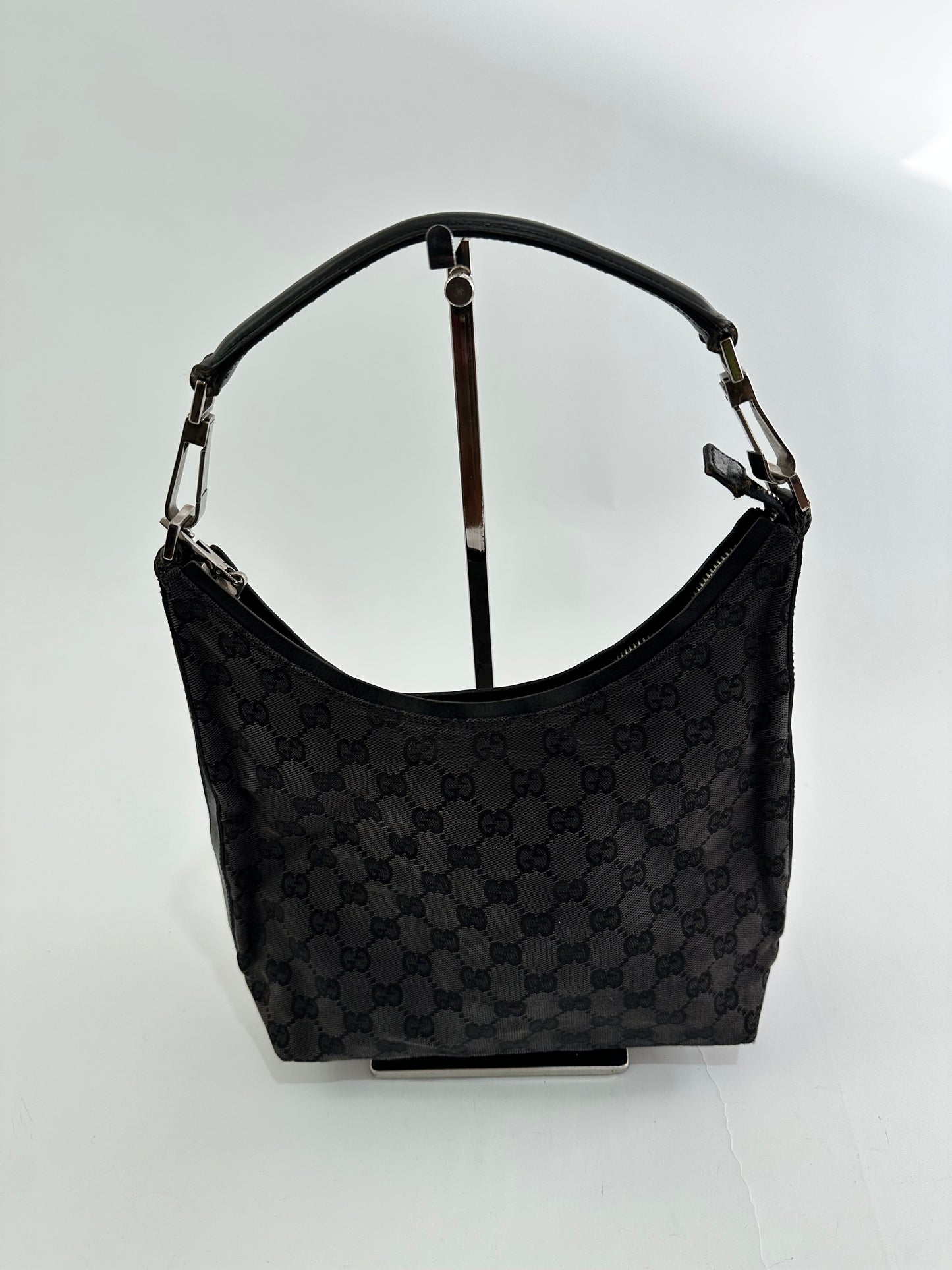 Gucci Black GG Canvas and Leather Hobo
