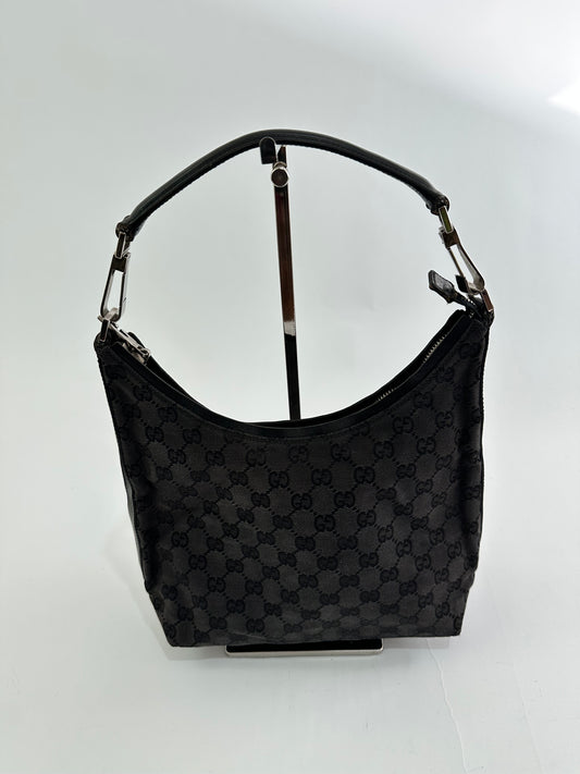 Gucci Black GG Canvas and Leather Hobo