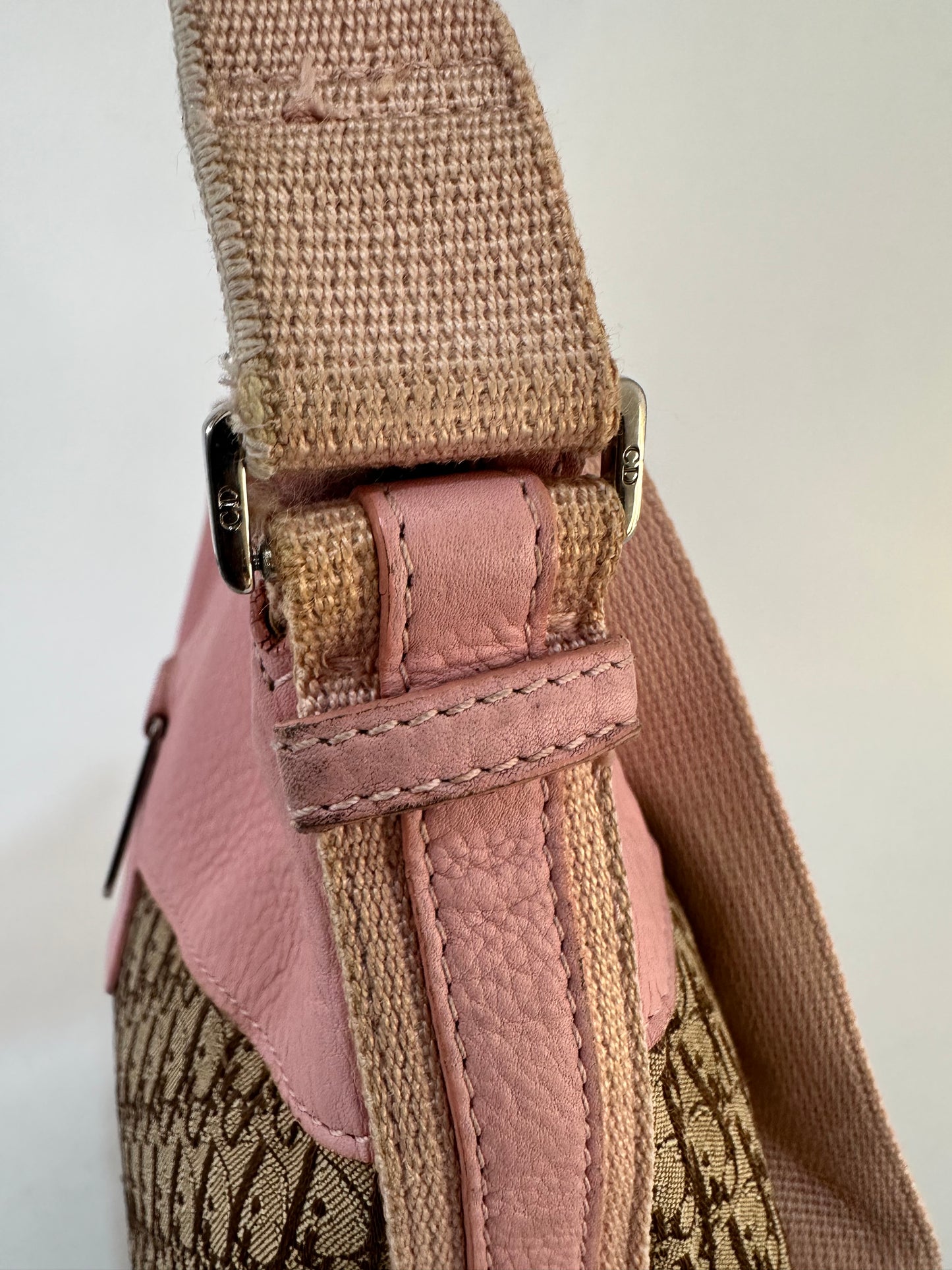 Dior Brown Oblique Canvas Crossbody Bag Pink Beige