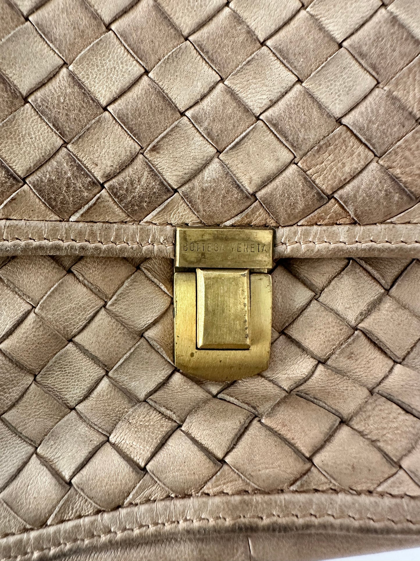 Bottega Veneta Brown Intrecciato Leather Flap Crossbody Bag