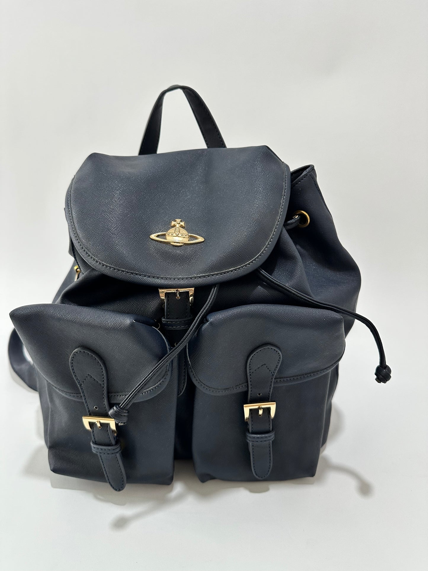 Vivienne Westwood Blue Leather Orb Backpack