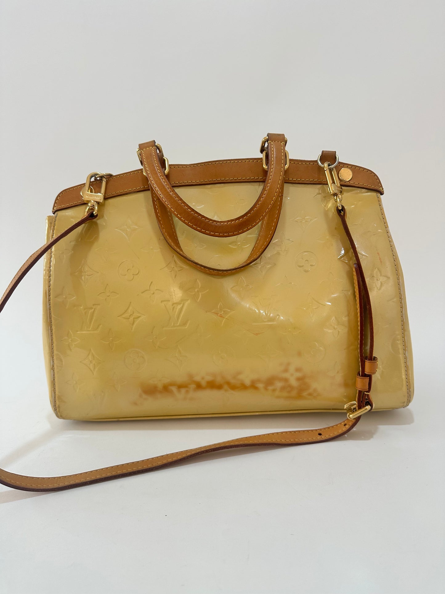 Louis Vuitton Blanc Corail Monogram Vernis Brea MM Bag