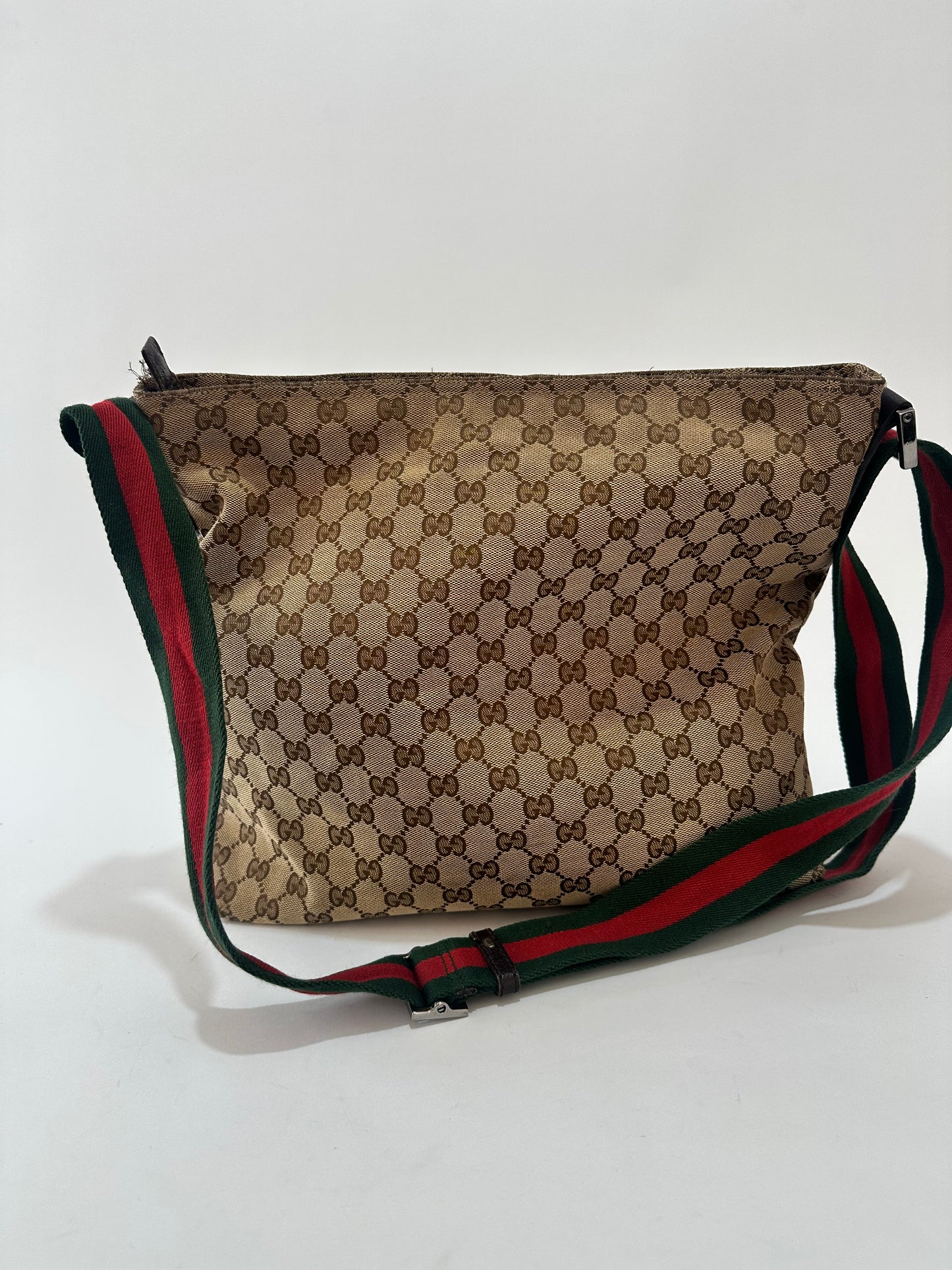 GUCCI
Monogram Web Medium Flat Messenger Bag Brown