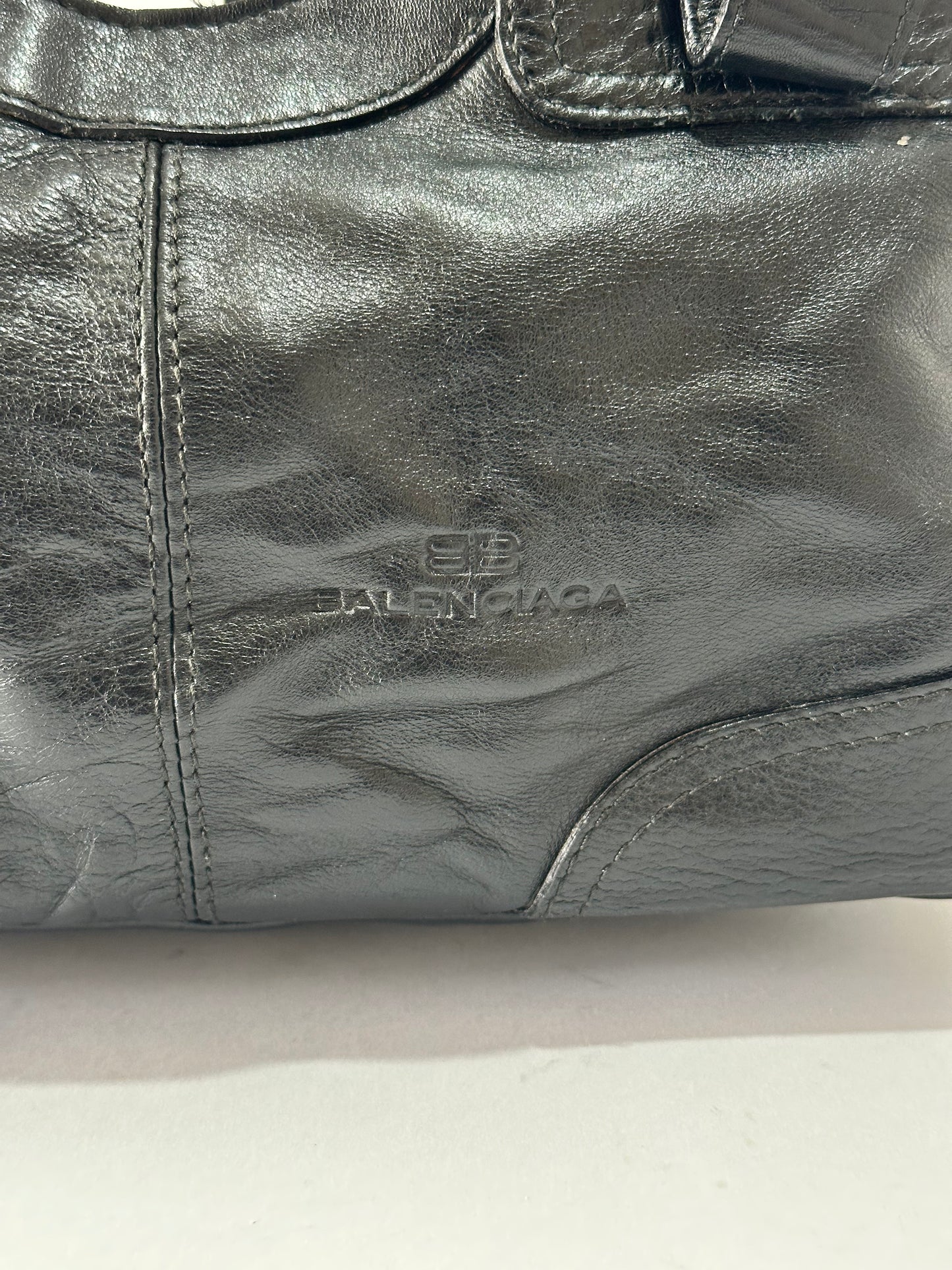 Vintage Balenciaga Black Leather Shoulder Bag