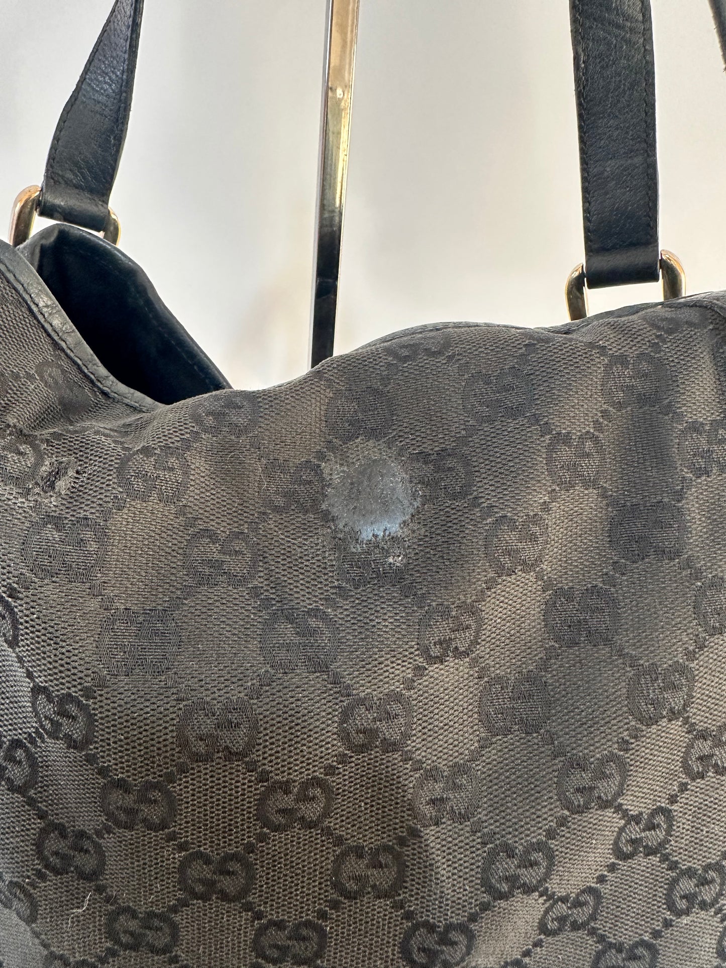 Gucci Black/Navy Blue GG Canvas and Leather Abbey Tote