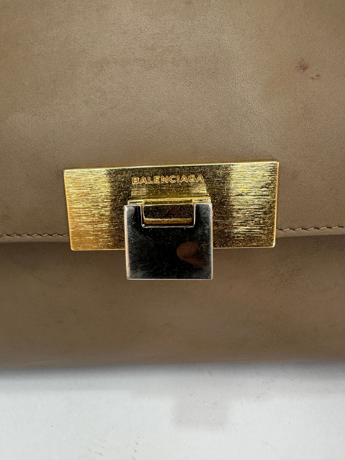 BALENCIAGA Beige Leather Le Dix Shoulder Bag