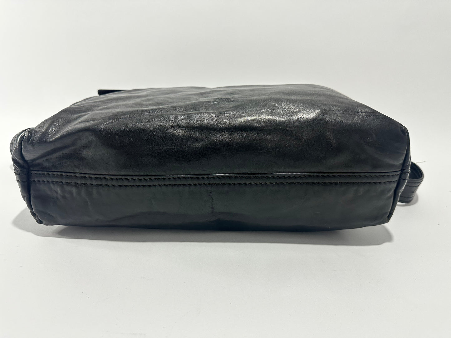 Bottega Veneta Black Leather Square Flap Messenger Bag