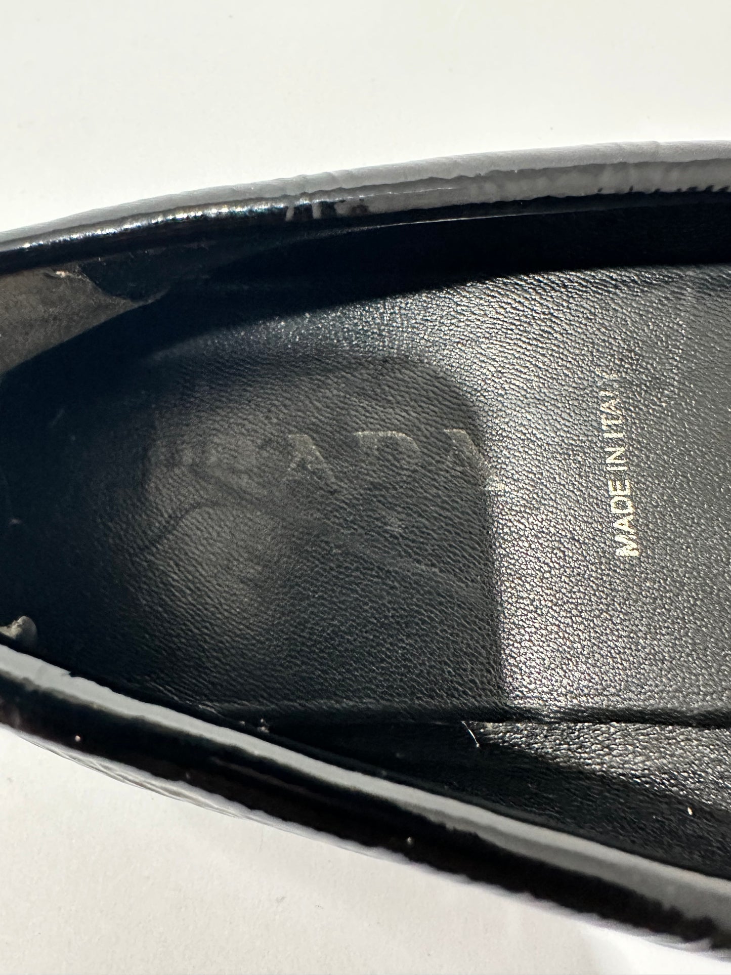 Prada Black Patent Leather Slip on Loafers Size 36.5 EU/ 6.5 US/ 3.5 UK
