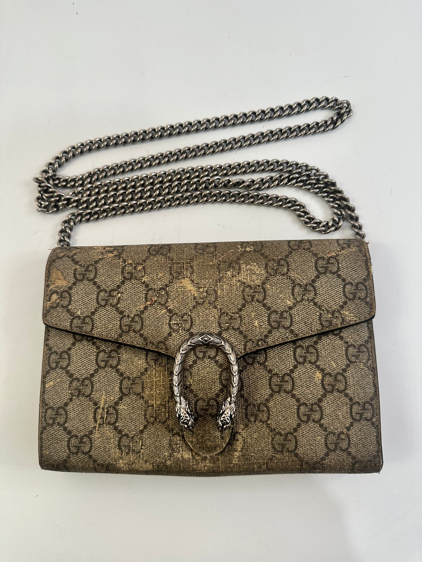 Gucci Beige GG Supreme Canvas and Leather Dionysus Wallet On