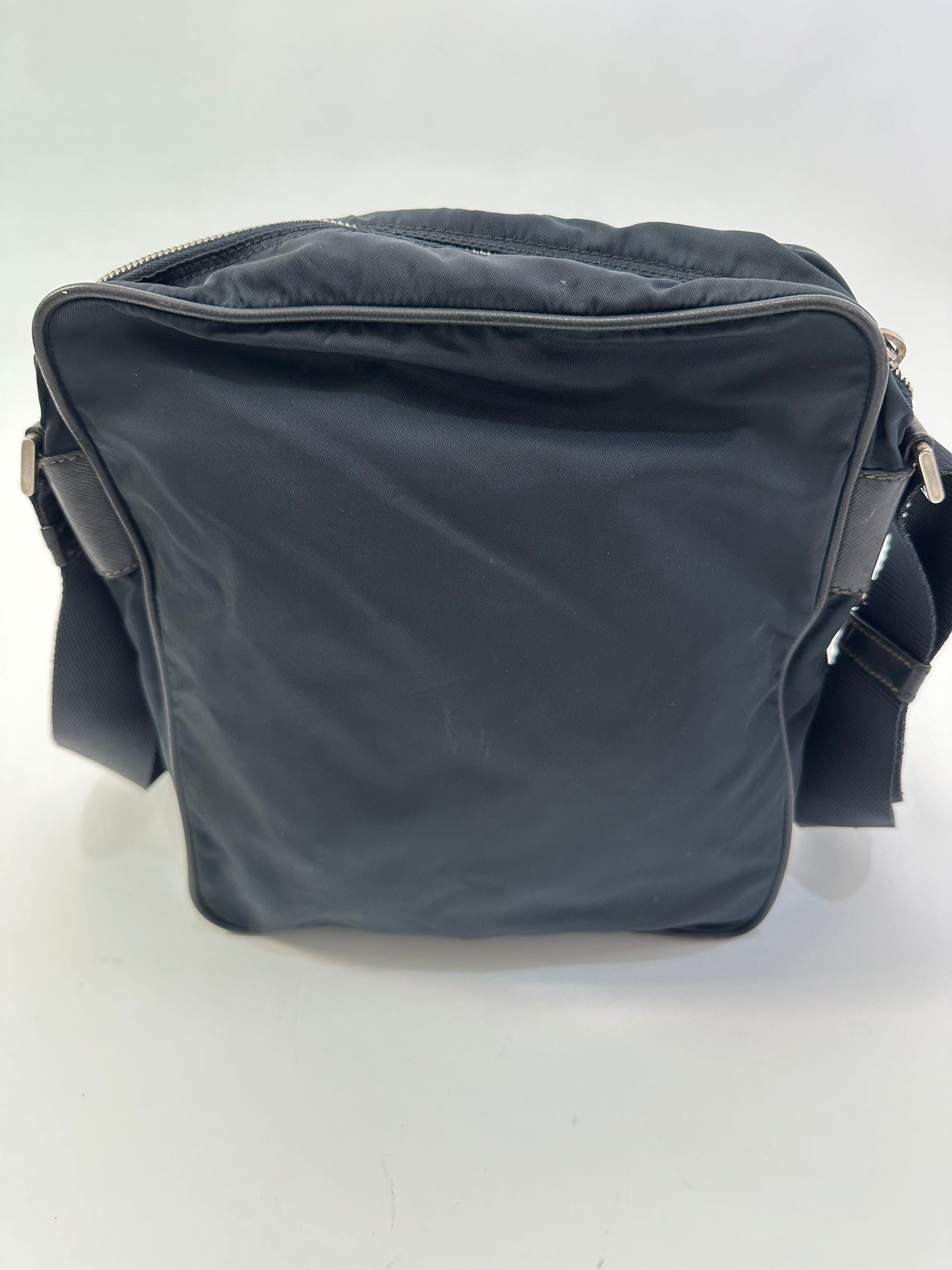 PRADA Tessuto Nylon Flat Messenger Bag Navy