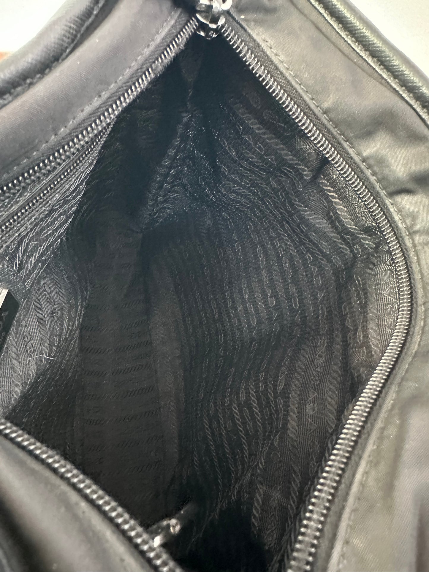 PRADA Tessuto Nylon Flat Messenger Bag Black