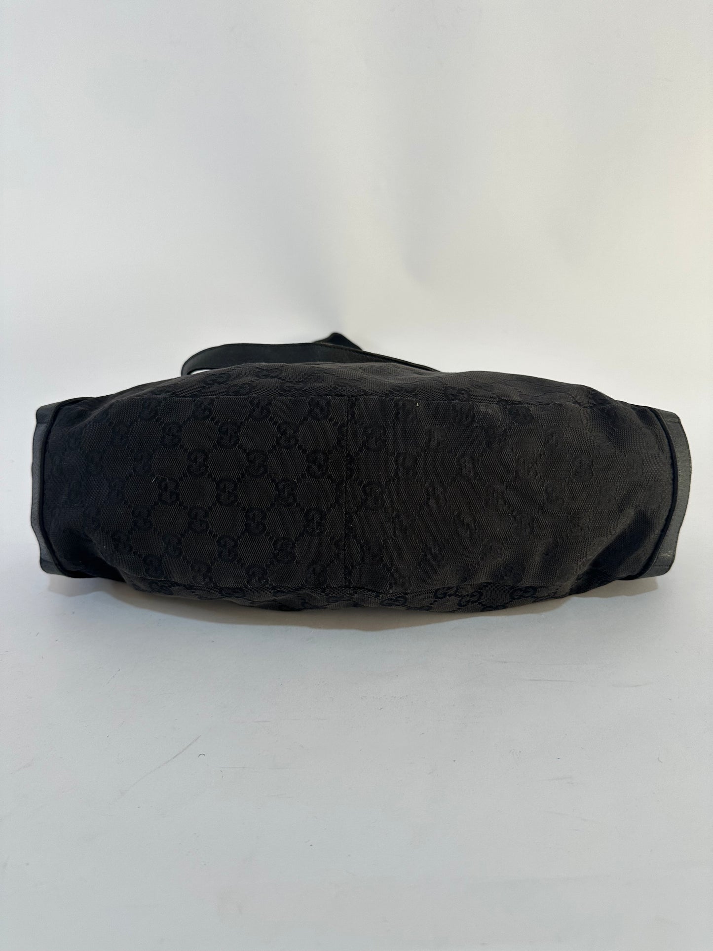 Gucci Black/Navy Blue GG Canvas and Leather Abbey Tote
