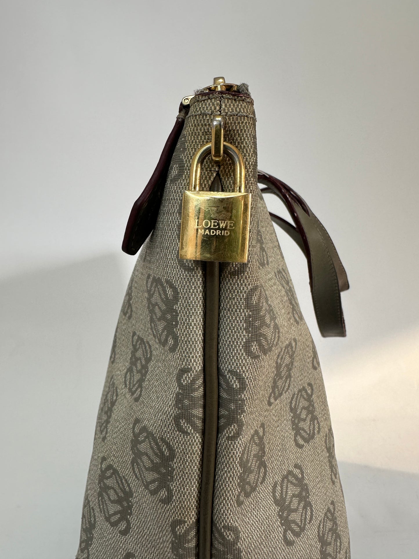 LOEWE Grey Anagram Logo Canvas and Leather Tote