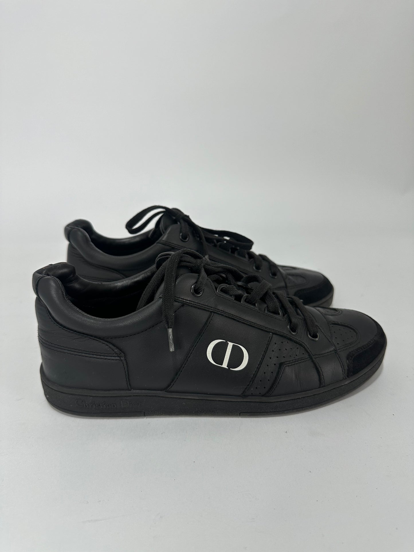 DIOR Black Leather and Suede Low Top Sneakers Size 36 EU