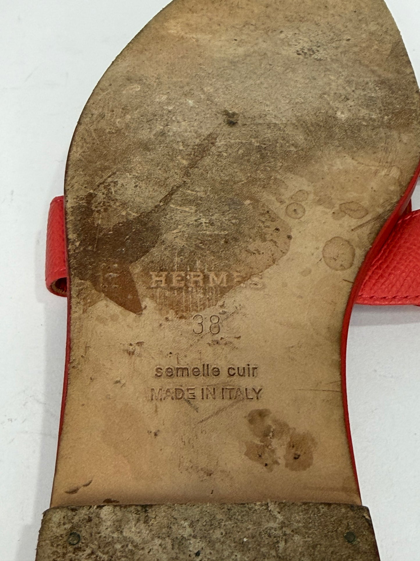 HERMES Oran Box Calfskin Oran Sandals 38 EU/ 8 US / 5 UK