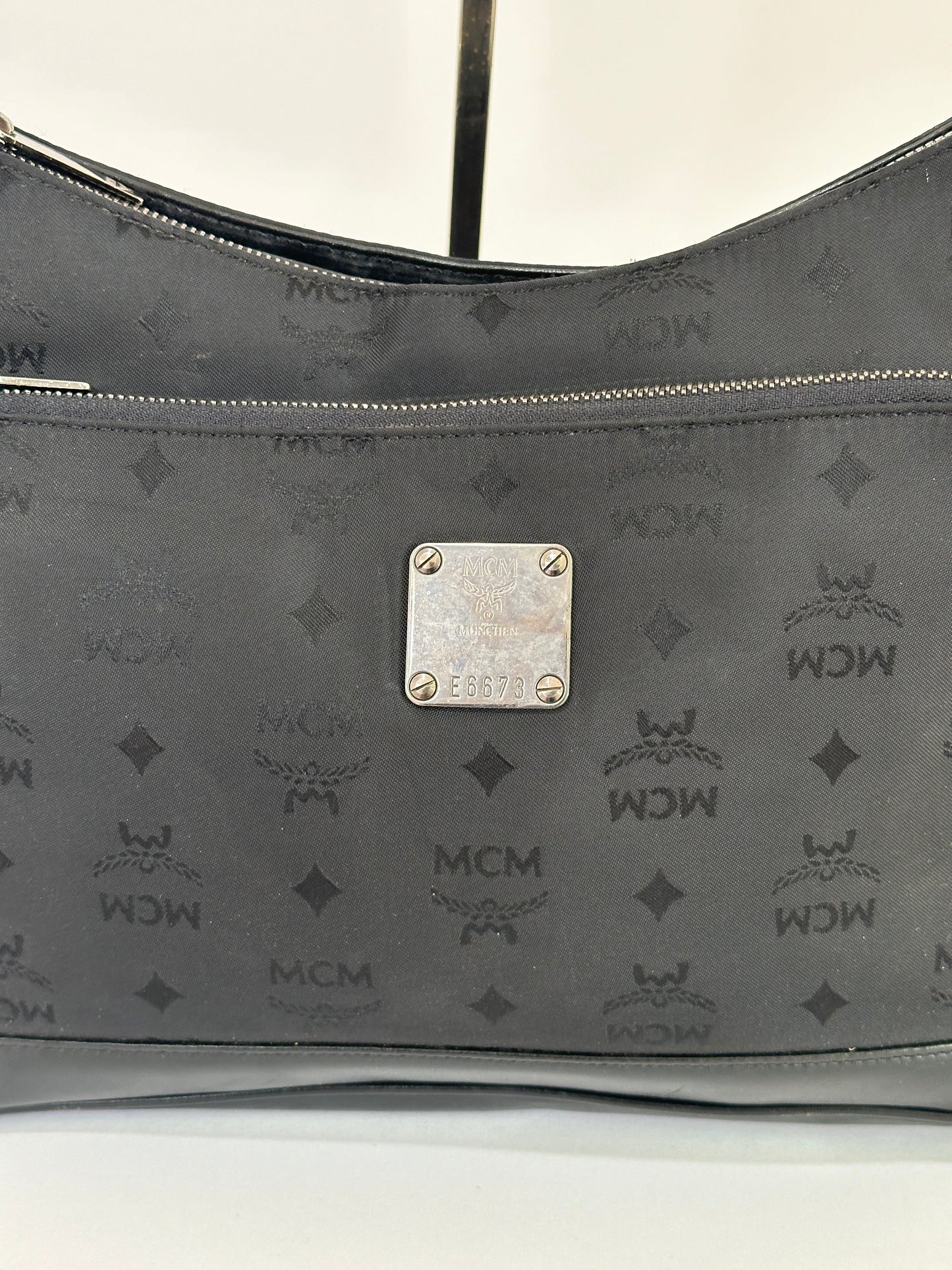 MCM Black Visetos Nylon and Leather