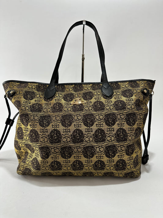 VIVIENNE WESTWOOD Black Gold canvas and Leather Tote