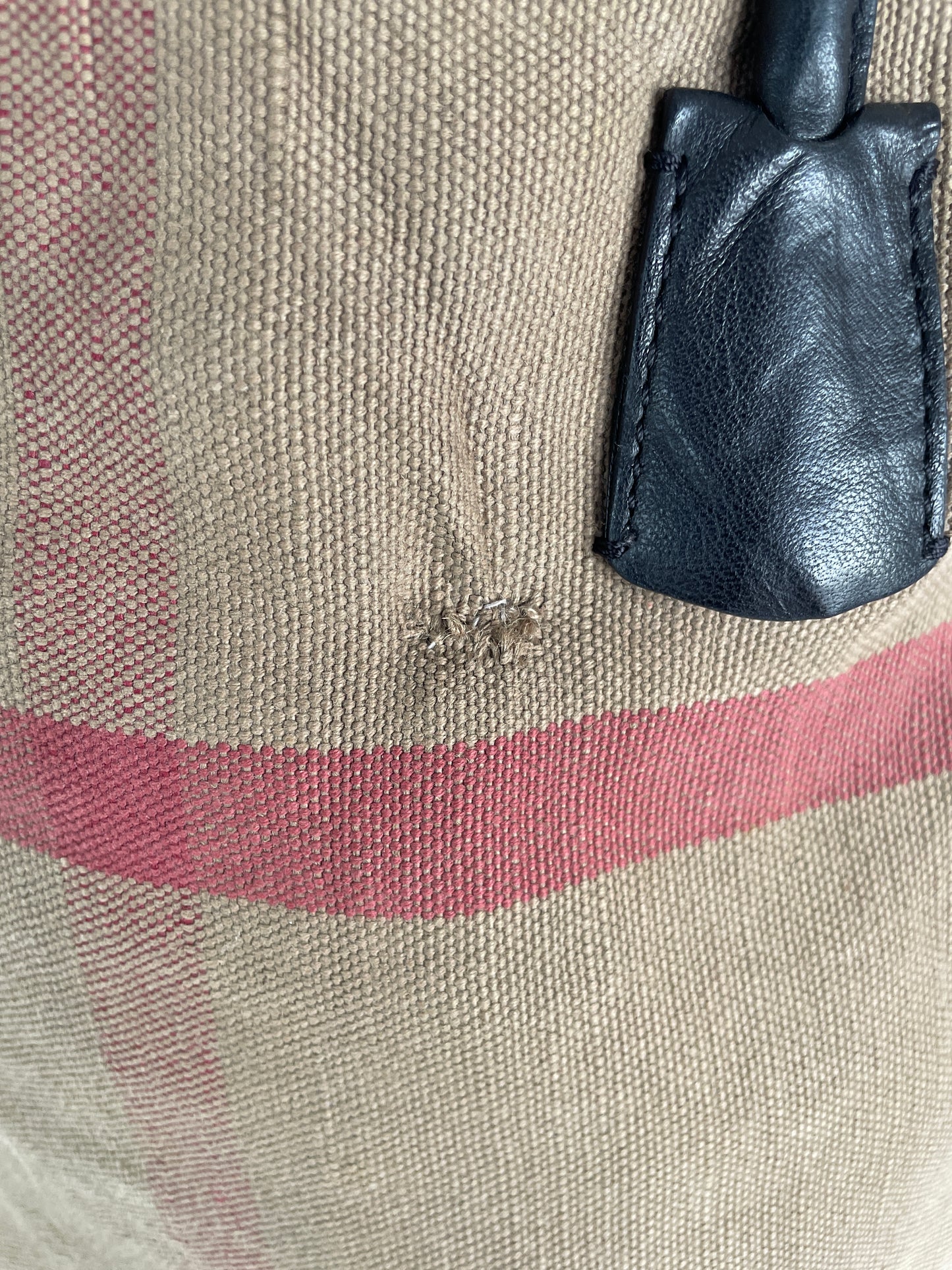 Burberry Canvas Burlap Shoulder Bag.