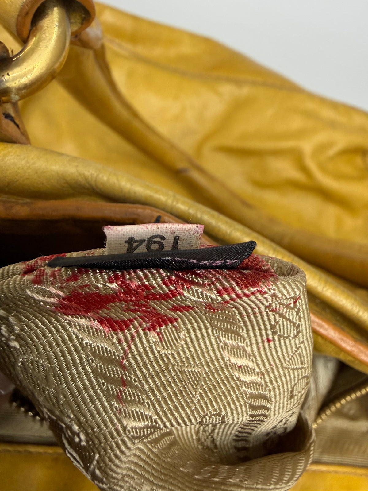 Prada Yellow Leather Top Handle Bag