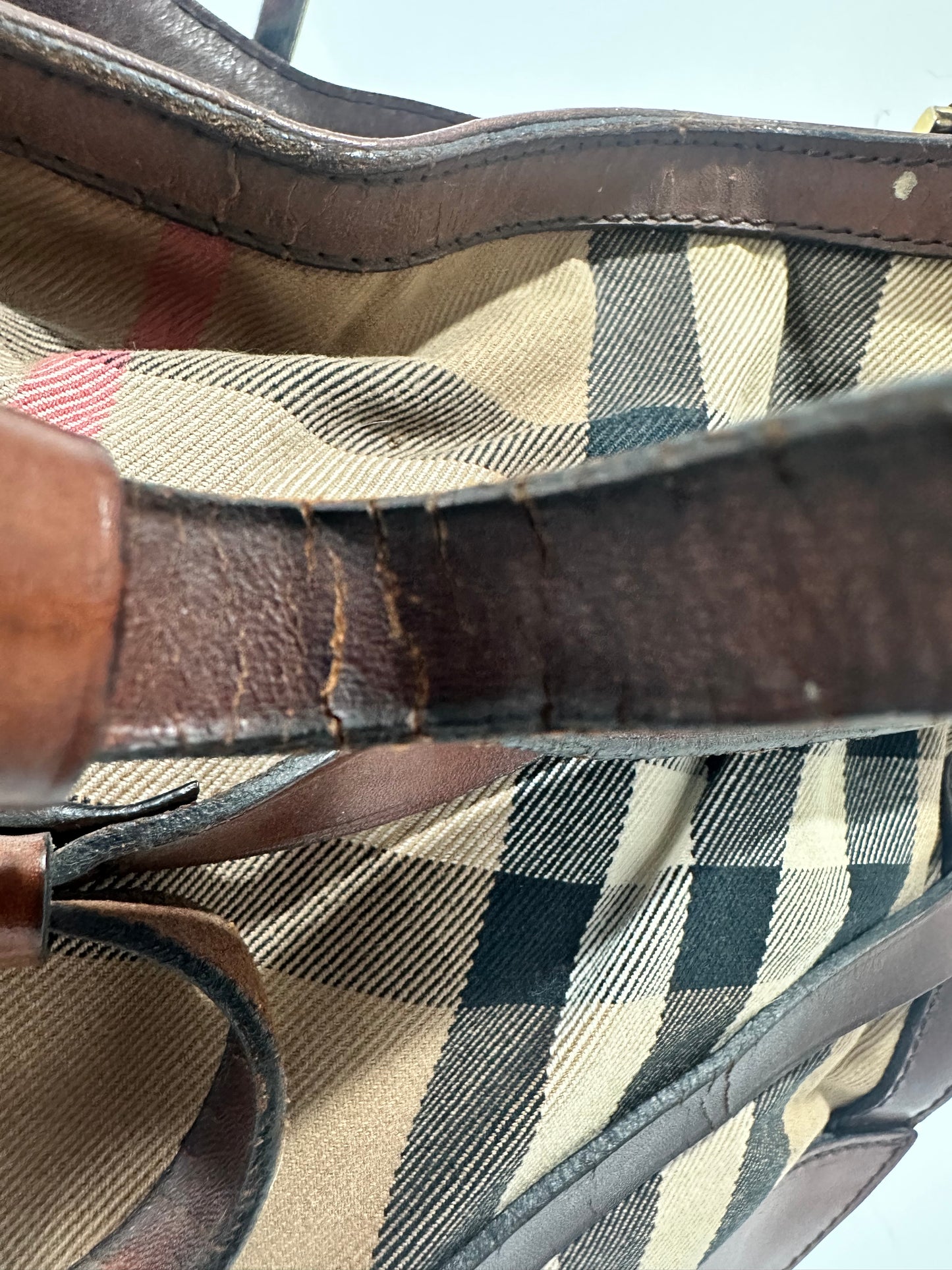 Burberry Brown House Check Canvas and Leather Dutton Hobo