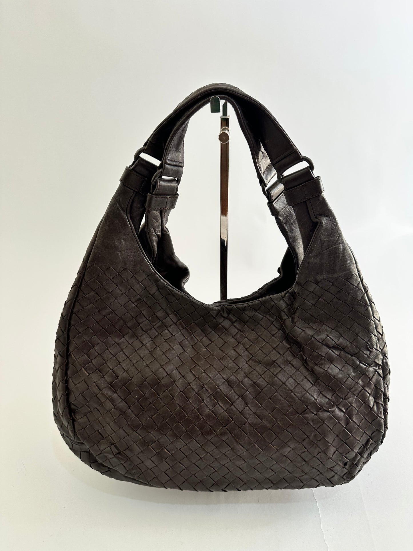 BOTTEGA VENETA
Ebano Woven Leather Small Campana Bag
