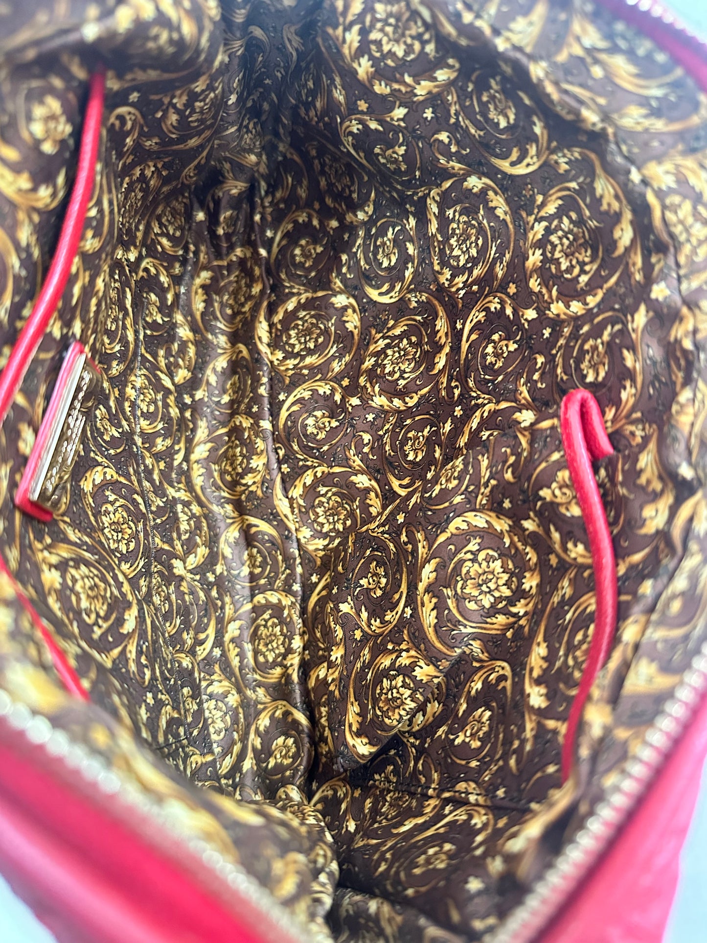 Versace Red Leather Medusa Charm Shoulder Bag