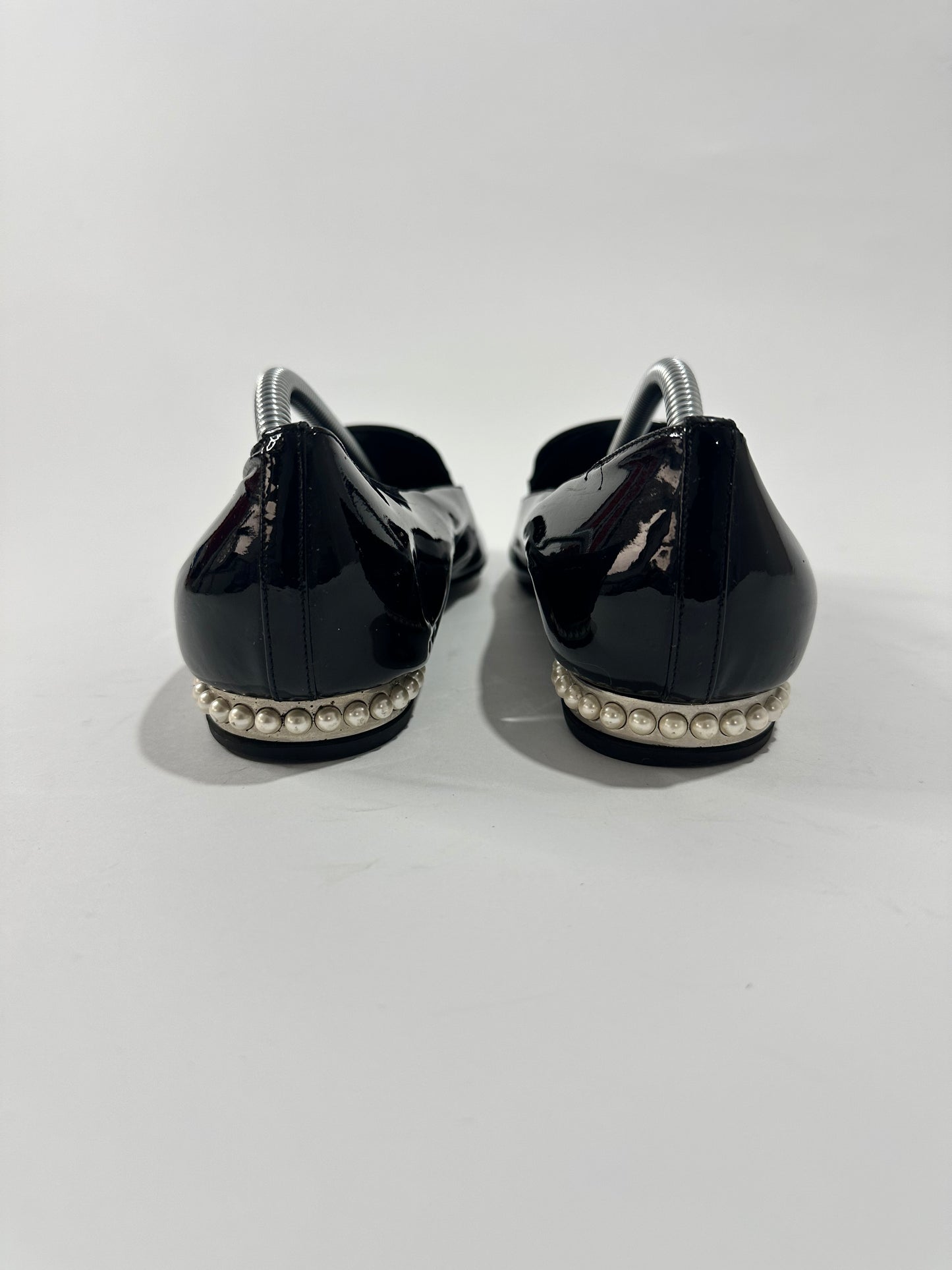 Chanel Patent Calfskin Pearl CC Loafers Black Size 37 EU/ 7 US/ 4 UK