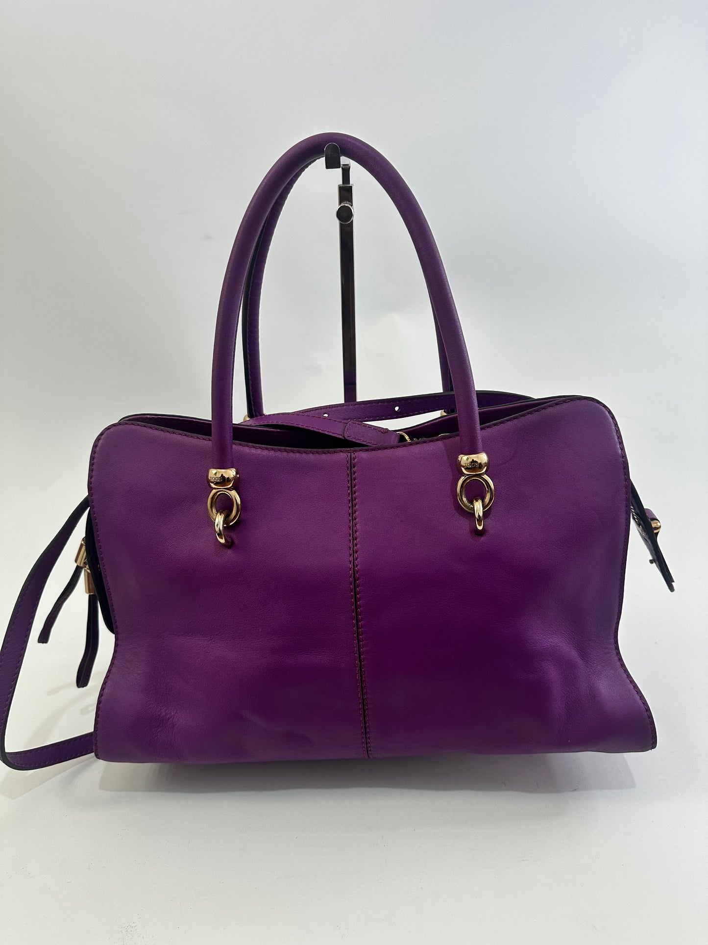 Tod's Purple Sella Bauletto Piccolo Satchel Bag w/ Strap