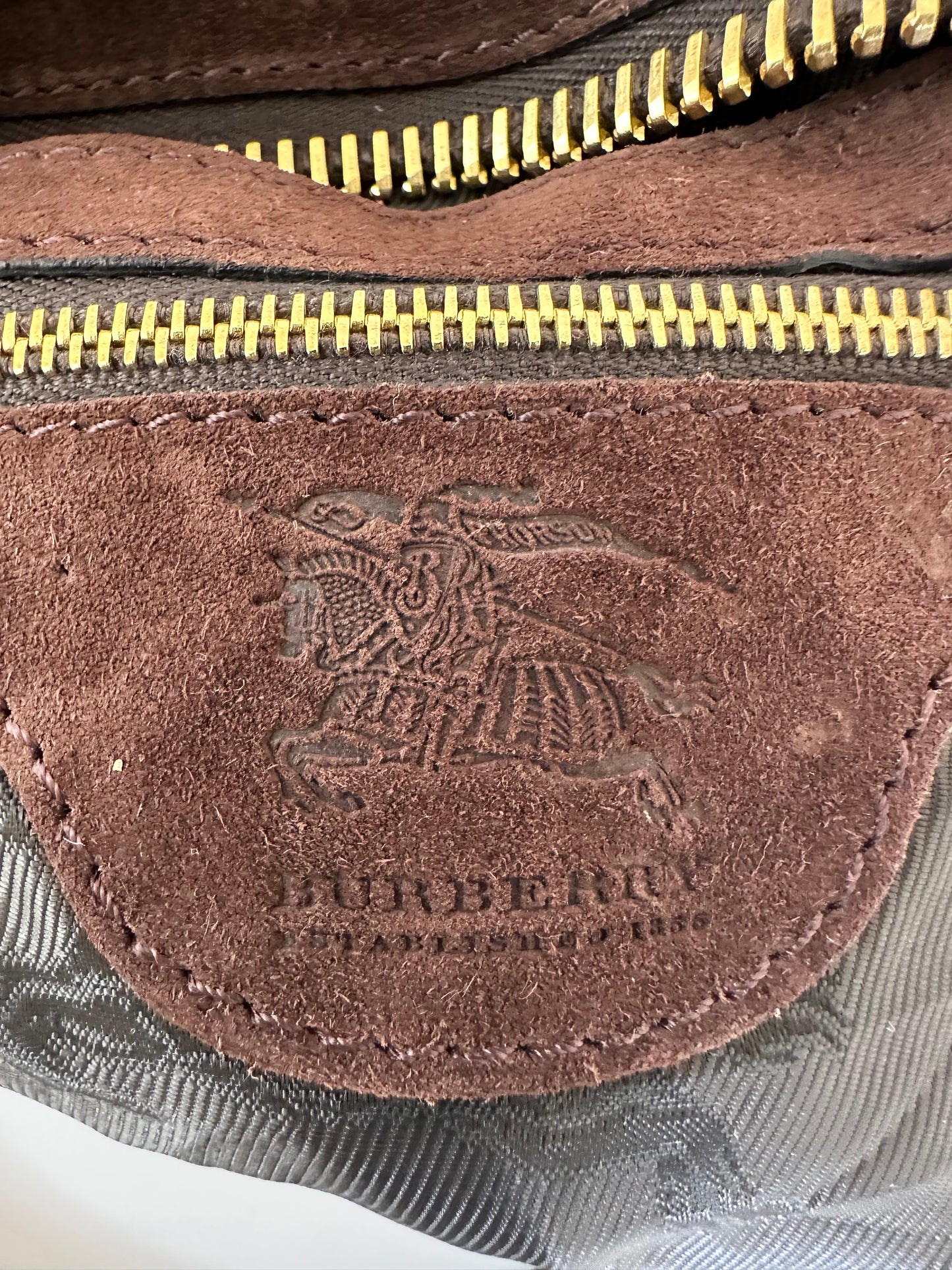 BURBERRY BROWN Studded Leather Hobo