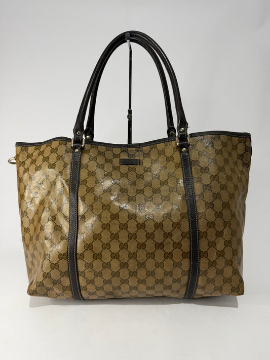 GUCCI
Beige/Ebony 'GG Crystal' Coated Canvas Joy Large Tote Bag
