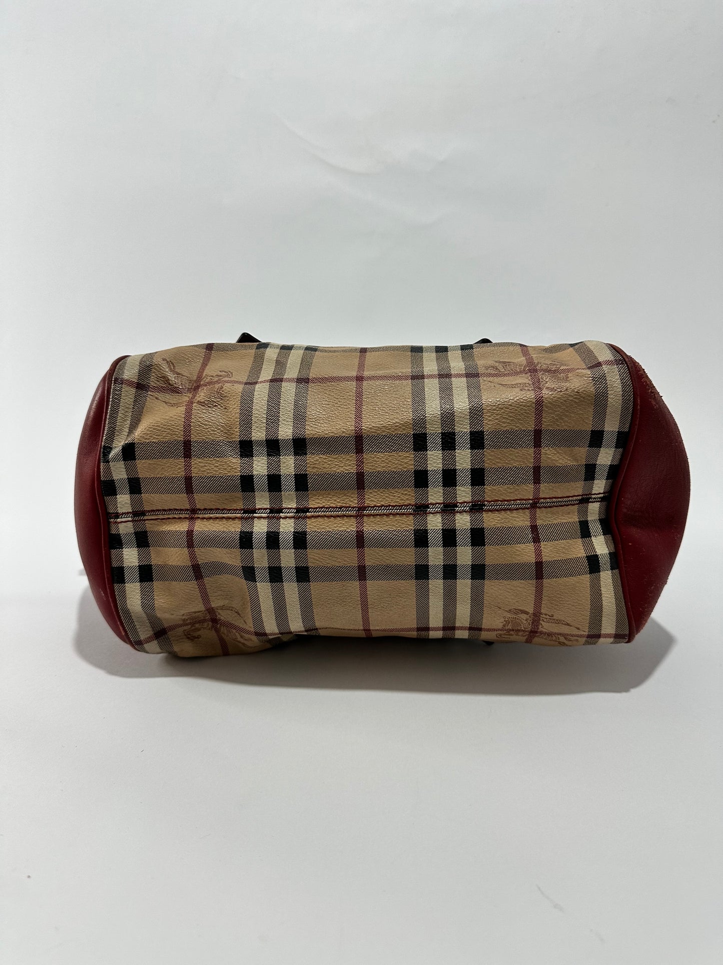 BURBERRY
Haymarket Check Small Blaze Satchel Military Red