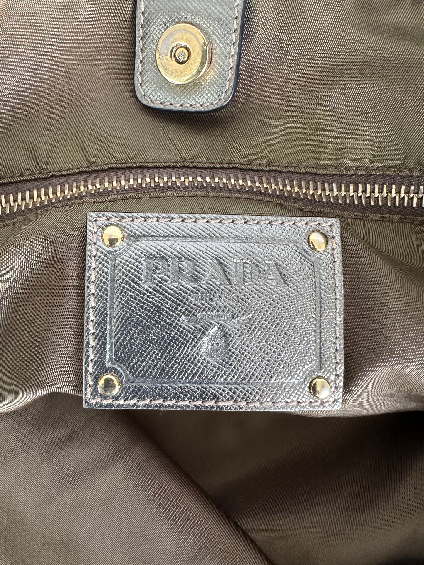 PRADA Nylon Tessuto Saffiano Tote Green