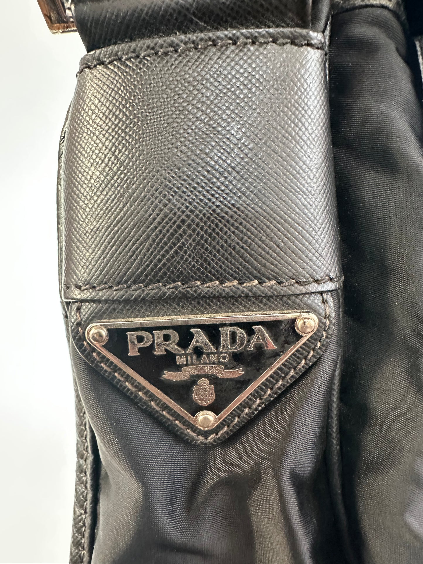 Prada Black Nylon Flap Messenger Bag