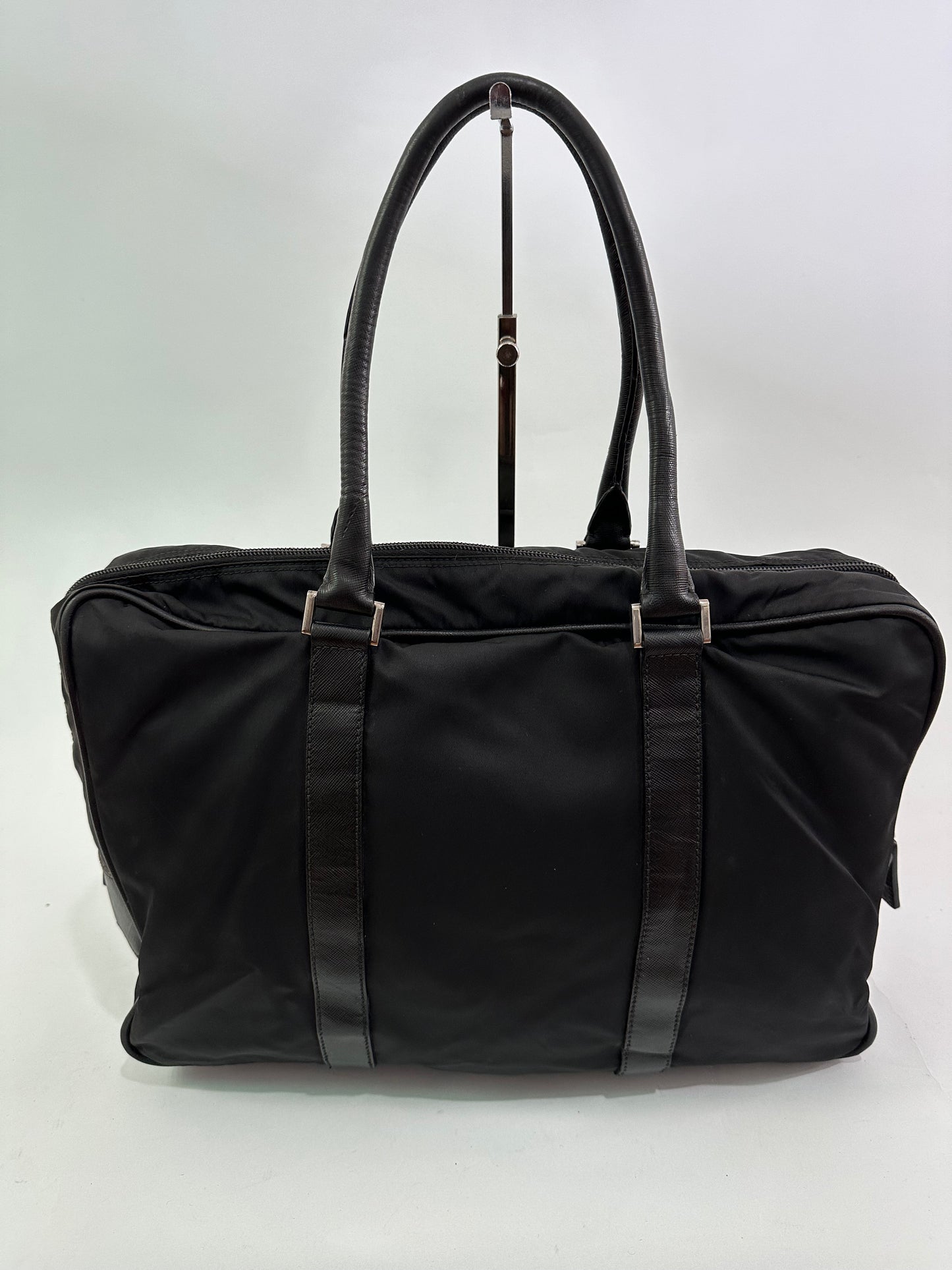 Prada Black Nylon and Saffiano Leather Briefcase