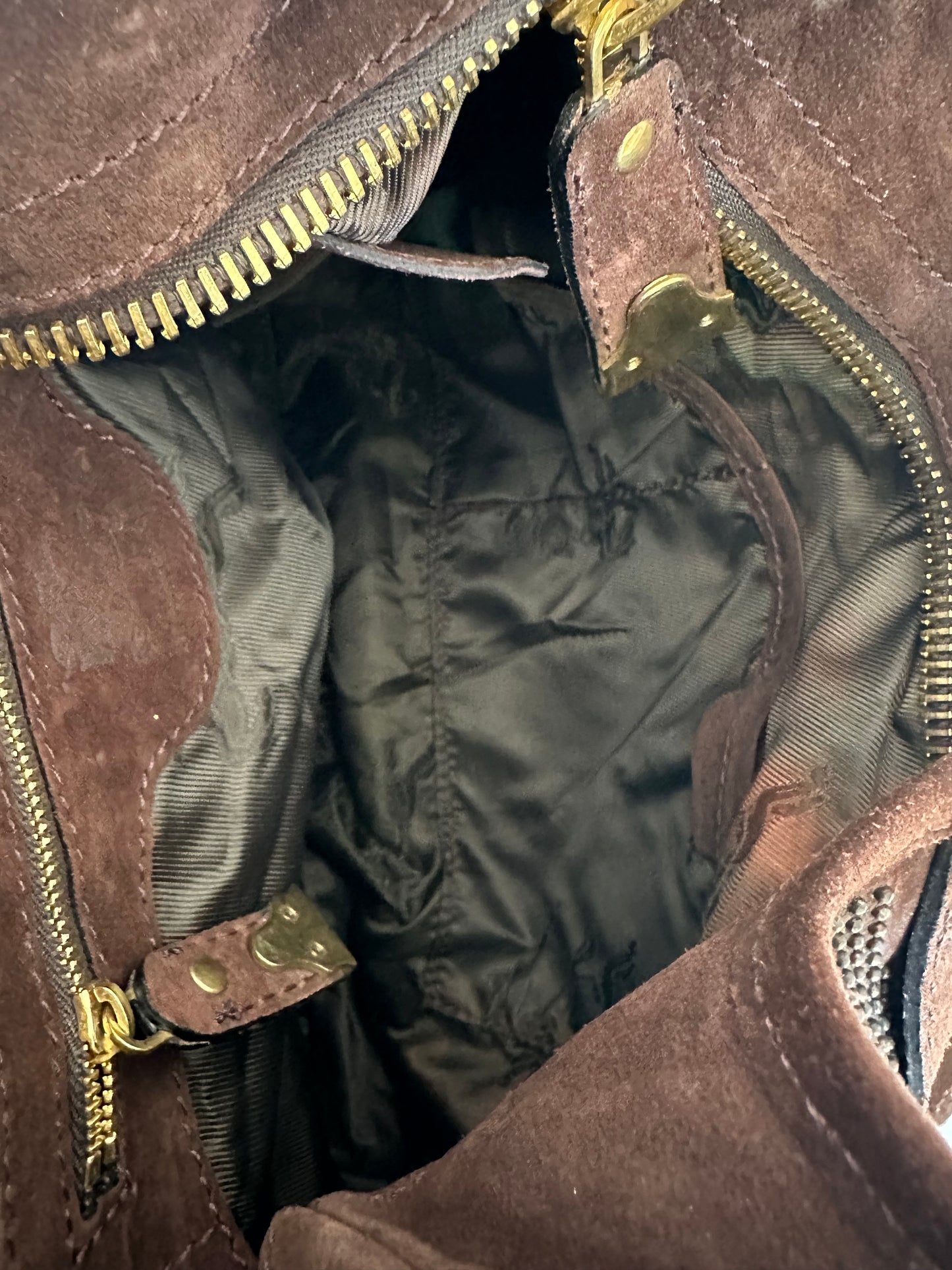 BURBERRY BROWN Studded Leather Hobo