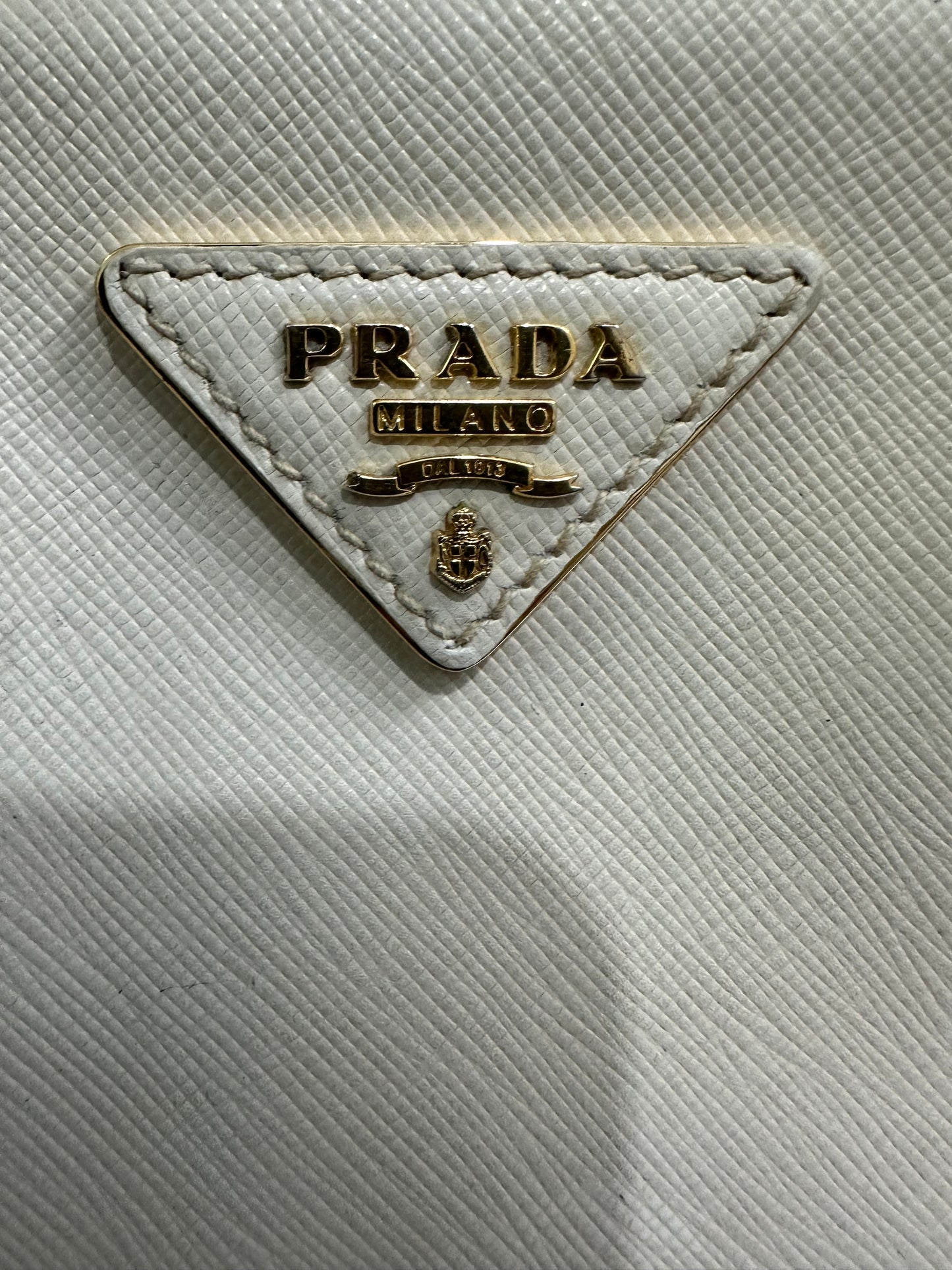 PRADA Grey Saffiano Lux Leather Large Double Zip Tote