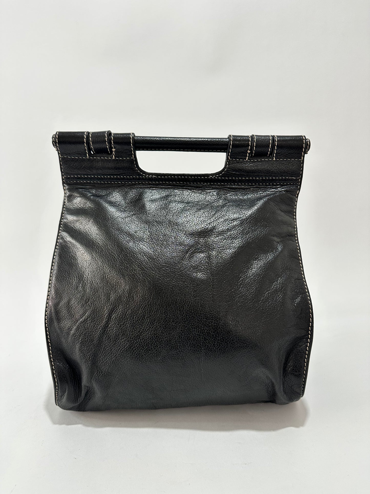 Vintage Loewe Shoulder Bag Black Leather Crossbody Bag