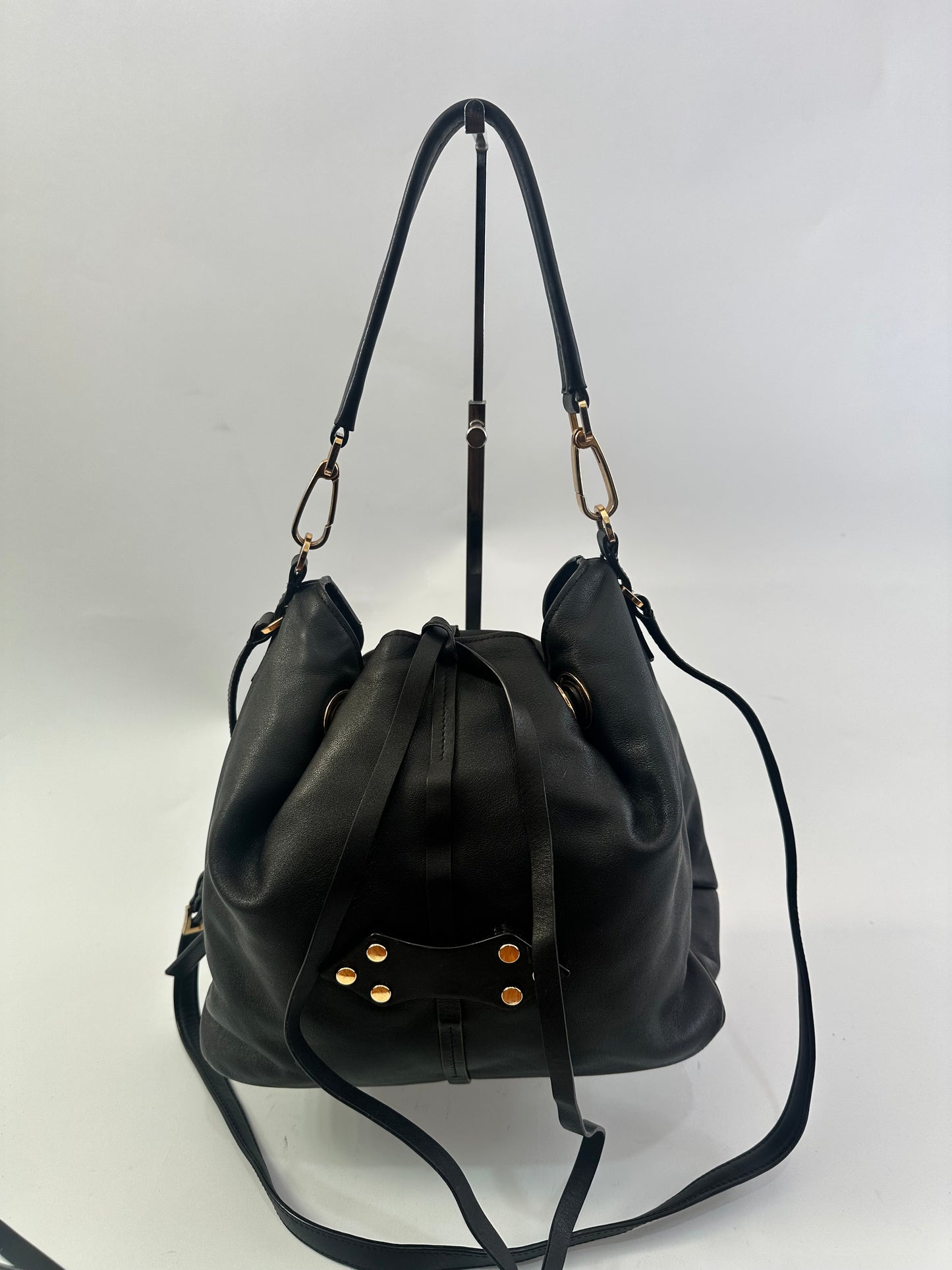Miu Miu Black Soft Vitello Leather Bucket Shoulder Bag