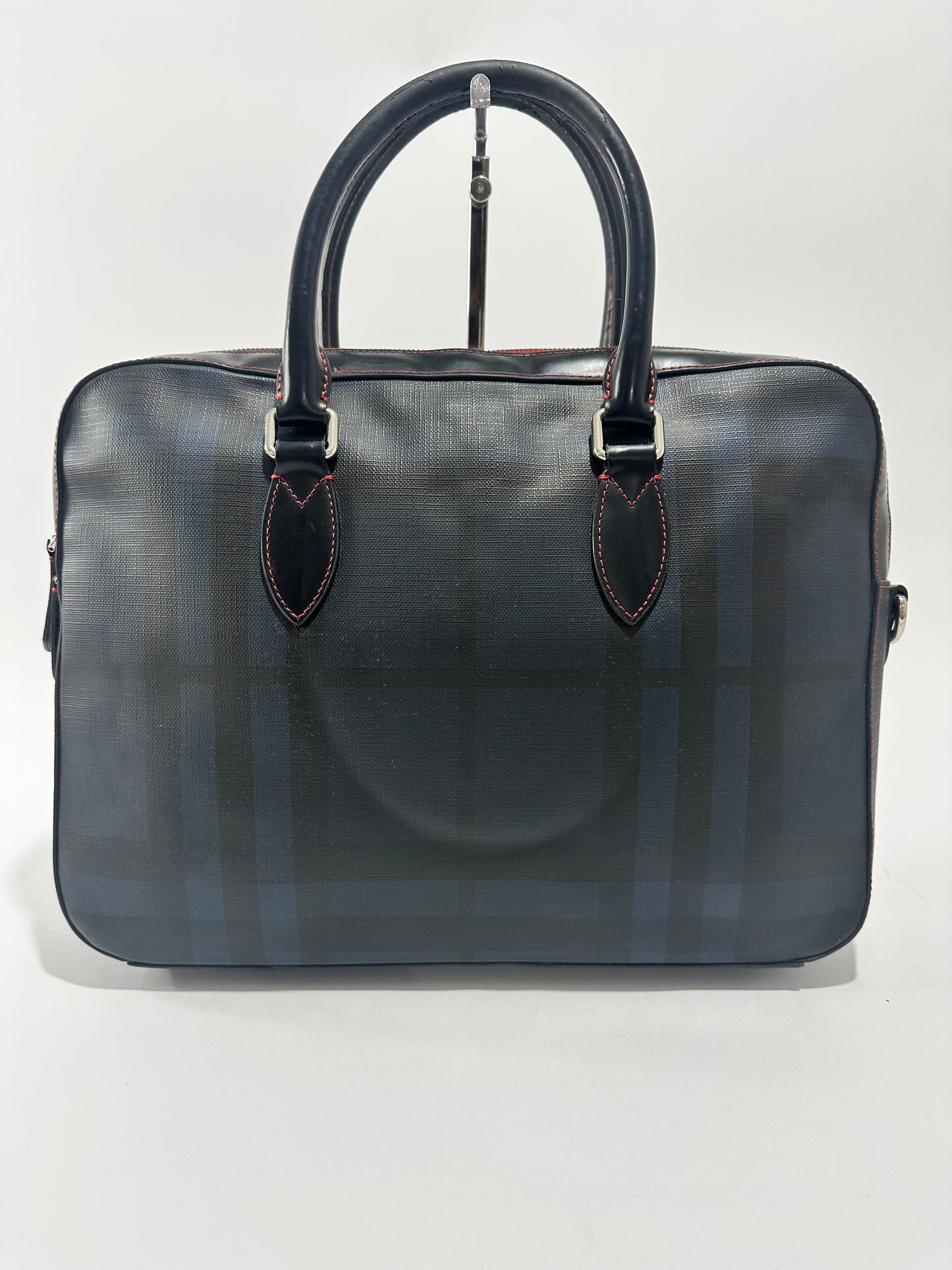 Burberry Smoked Check Coated Canvas and Leather The Barrow Briefcase Bag