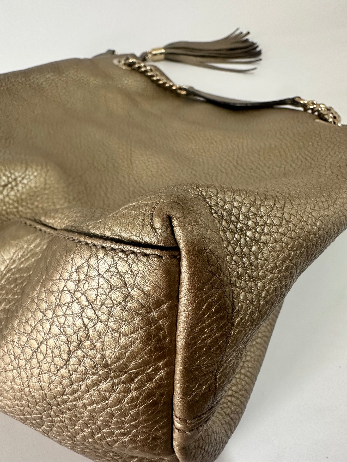Gucci Gold Pebbled Leather Medium Soho Tote