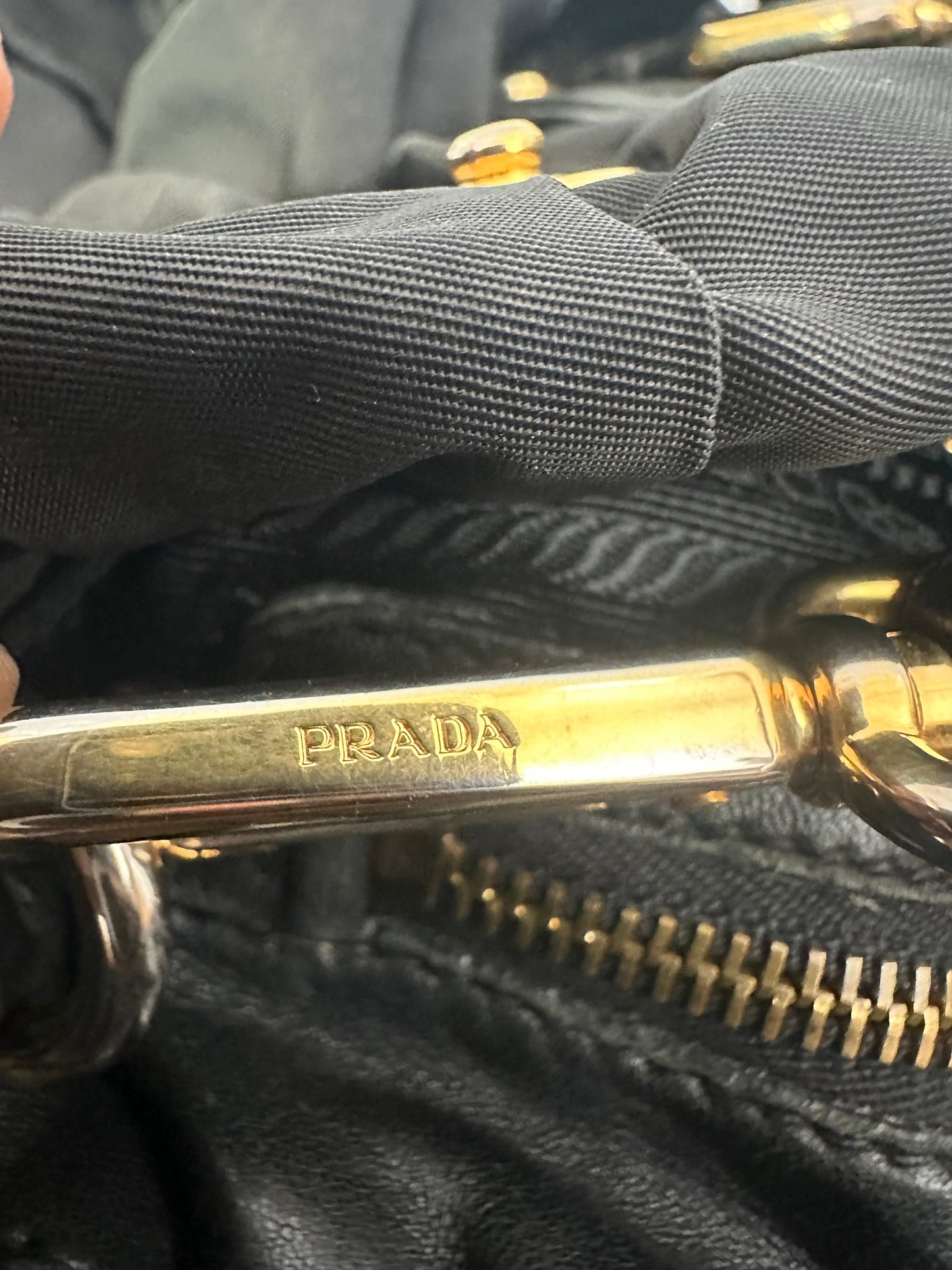 PRADA Black Tessuto Nylon Gaufre Tote