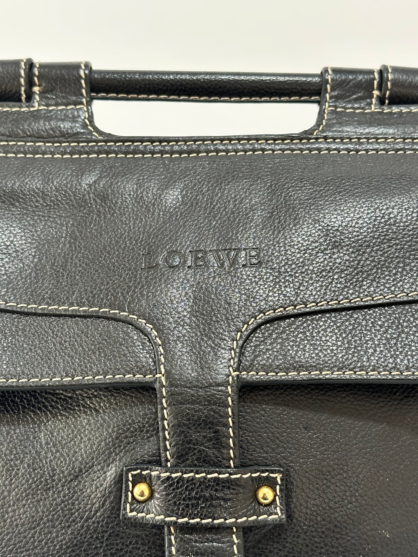 Vintage Loewe Shoulder Bag Black Leather Crossbody Bag