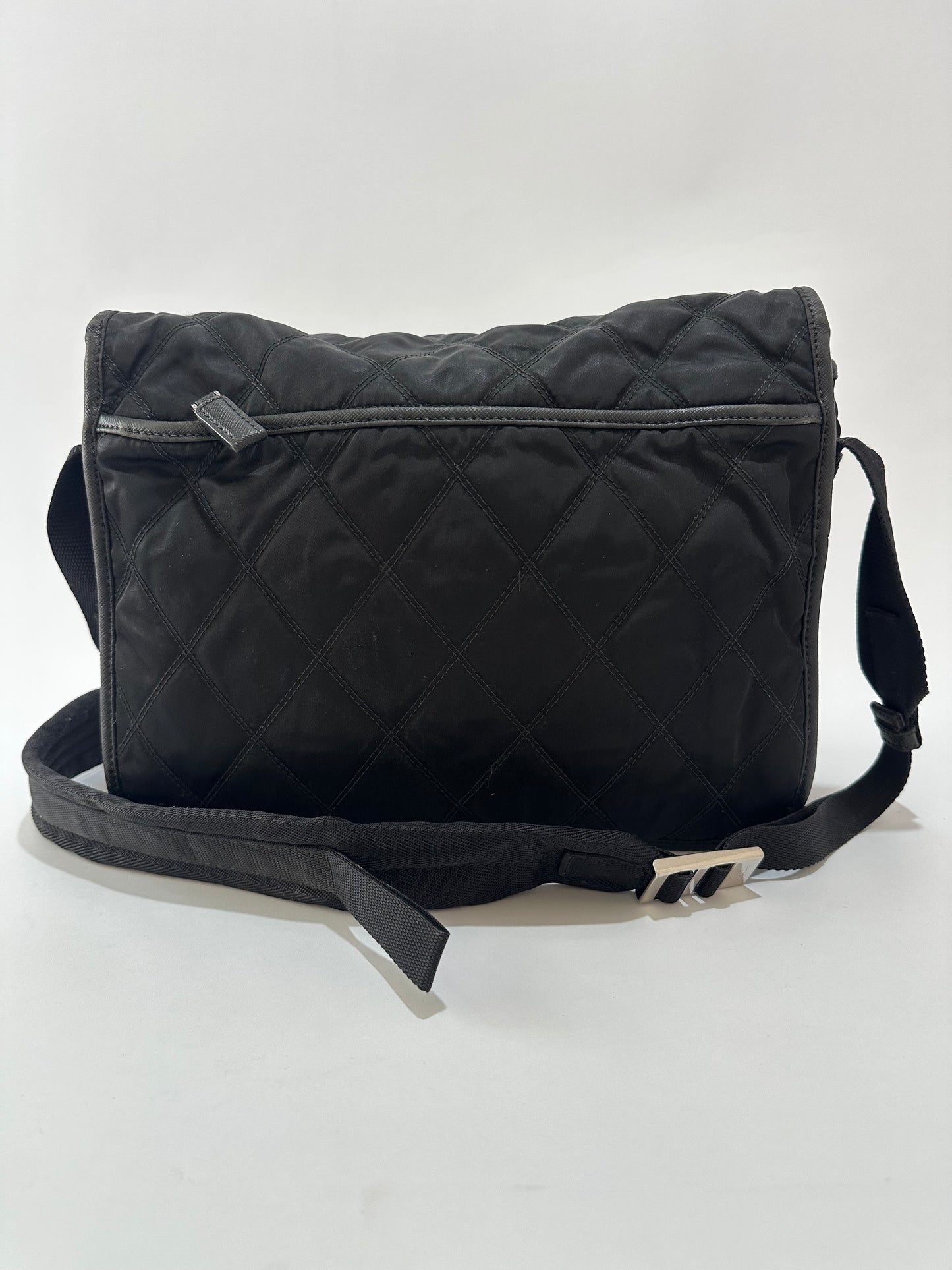 PRADA
Black Quilted Tessuto Nylon And Leather Messenger Bag