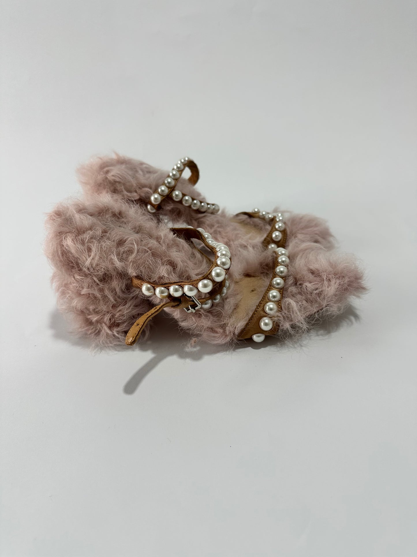 Miu Miu Fur Studded Accents Gladiator Sandals Women's Size: 36 EU/ 6 US / 3 UK