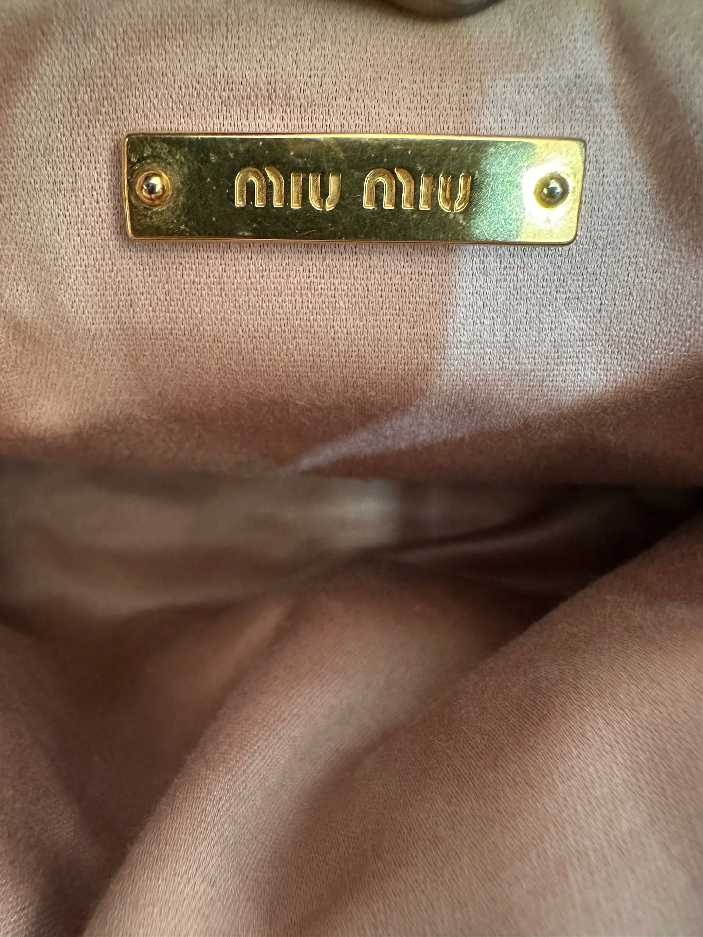 Miu Miu Beige Matelasse Leather Shoulder Bag