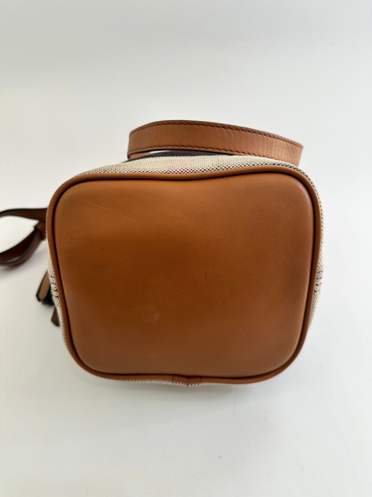 BURBERRY Canvas Mega Check Mini Ashby Tassel Crossbody Brown