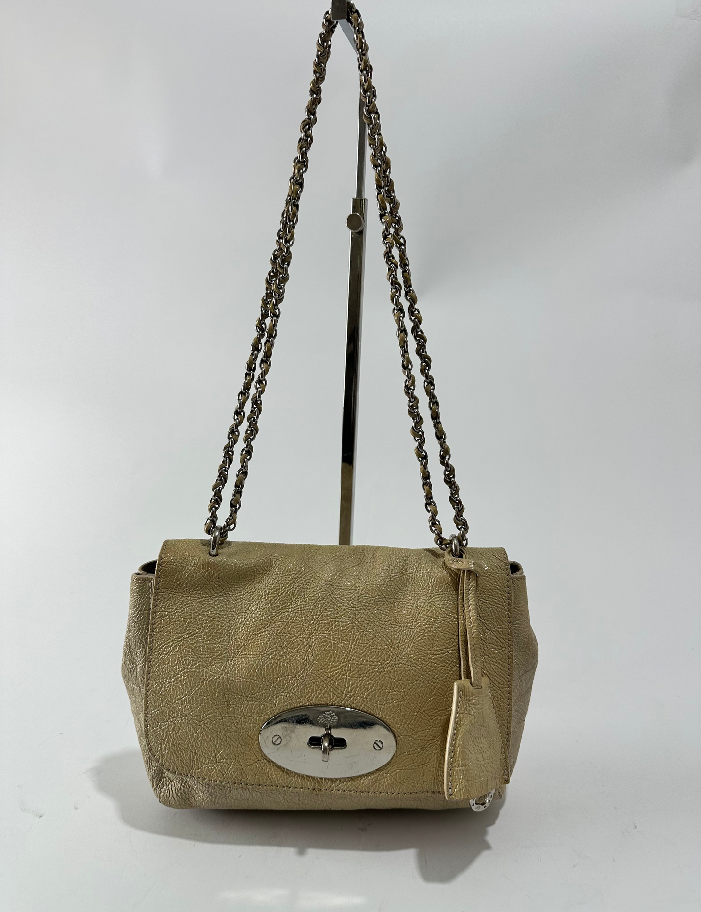 Mulberry Green crinkled Patent Leather Medium Lily Shoulder Bag
